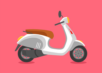 Fototapeta na wymiar Cute cartoon moped
