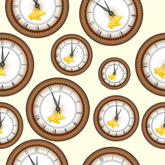 Seamless round clock pattern with christmas elements