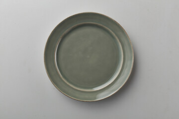 Top view shot of a plate on white background.