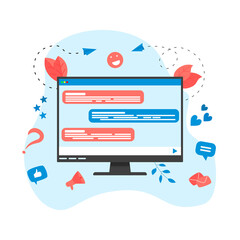 Obraz premium Vector illustration concept of communication in online chat.