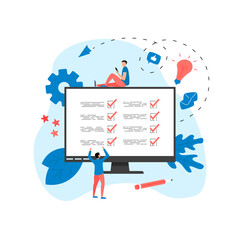 Naklejka premium Online action plan concept with businessman. Business, time management and personal organizing concept
