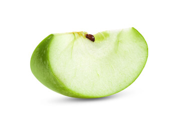 Green apple slice on white background