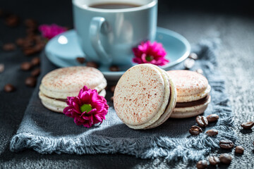 Yummy coffee macaroons as a tasty dessert