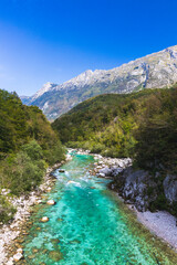 Naklejka na ściany i meble Turquoise Soča river Slovenia mountains alps
