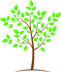 Vector tree on a white background. Logo for environmentally friendly products.