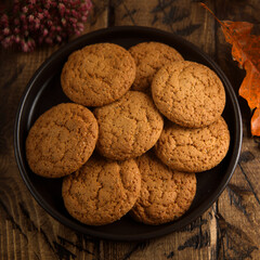 Homemade oatmeal cookies with brown sugar