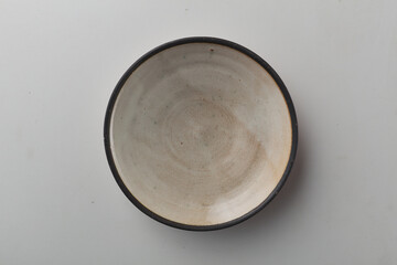 Top view shot of a plate on white background.