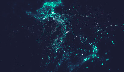 Abstract polygonal space low poly dark background with connecting dots and lines.