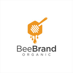 Dripping honey Logo Design Template. Honeycomb Logo Design Nature Organic. Beekeeping logo design with abstract bee. Bee logo Icon Symbol Vector Template. Beehive Icon