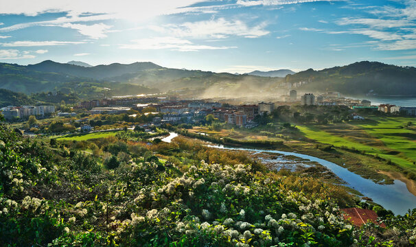 panoramic view of basque town Zarautz