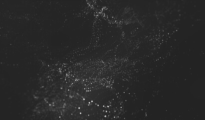 Abstract polygonal space low poly dark background with connecting dots and lines.