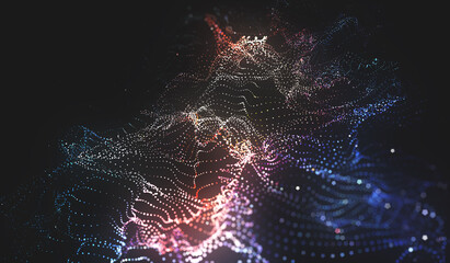 Abstract polygonal space low poly dark background with connecting dots and lines.