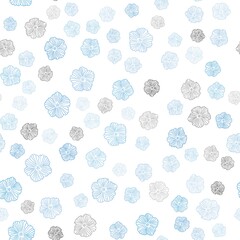 Light BLUE vector seamless elegant wallpaper with flowers. Colorful illustration in doodle style with flowers. Texture for window blinds, curtains.