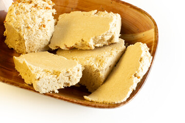 traditional turkish tahini halva in plate