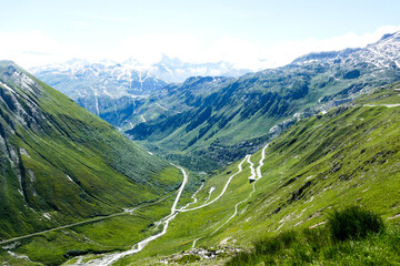 Beautiful street to drive close to Andermatt