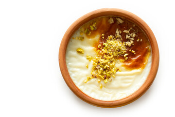 Traditional Turkish Dessert Sutlac. Rice Pudding.