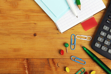 Different study equipment ready for school