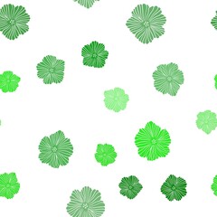 Light Green vector seamless doodle background with flowers. Brand new colored illustration with flowers. Pattern for trendy fabric, wallpapers.