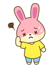病院・小児科用　体調不良うさぎイラスト