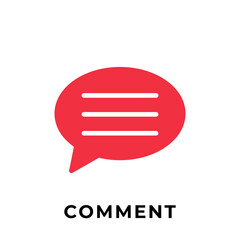 Comment button icon vector for social media. Comment icon Vector illustration design template. Comment icon or button for video channel, blog, social media concept and background banner