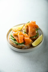 Smoked salmon with avocado on toast