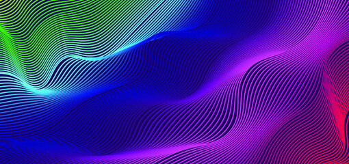 Cool abstract color wavy stripes vector background.