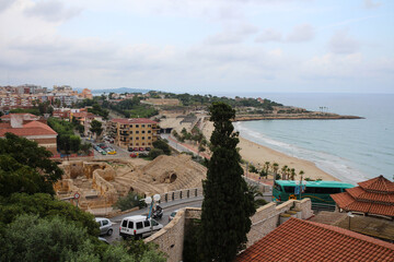 Top view of the Roman amphitheatre of Tarraco in Tarragona, Catalonia, Spain.