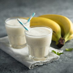 Homemade banana yogurt smoothie