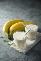 Homemade banana yogurt smoothie