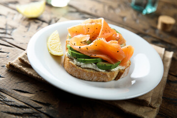 Smoked salmon with avocado on toast