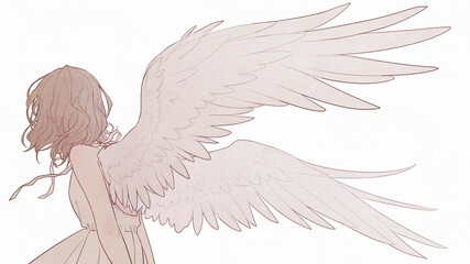 翼の生えた女の子のイラスト　天使　ファンタジー