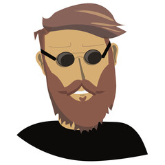 Happy man hipster vector illustration in cartoon style isolated.