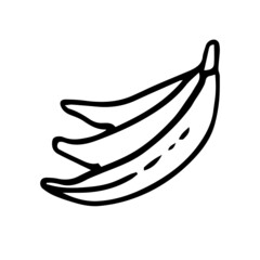 Cute banana vector illustration drawing, isolated on white background.Banana icon.