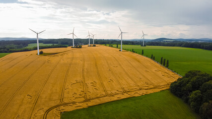 air view of Leutersdorf and the mountains nearby in saxony