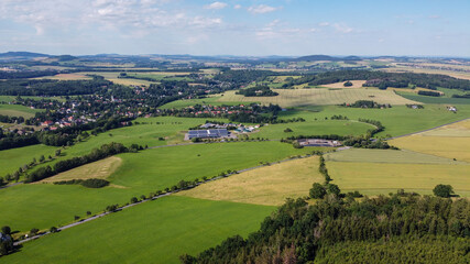 Fototapeta na wymiar Aerial View from the Breiteberg to the Zittau mountains