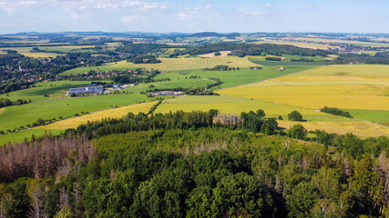Aerial View from the Breiteberg to the Zittau mountains