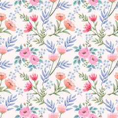 Colorful hand draw flowers seamless pattern for fabric textile wallpaper.