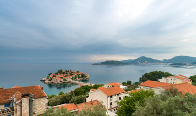 Fototapeta na wymiar Sveti Stefan island in Adriatic sea