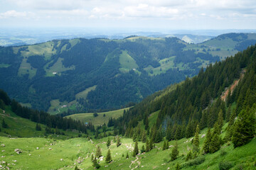 Fototapeta na wymiar View from the hochgrat mountain near oberstaufen in bavaria, allgäu alps
