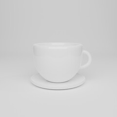 coffee cup isolated on white background. 3d rendering illustration.