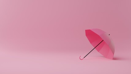 happy monsoon season. umbrella on pink background. 3d rendering illustration.
