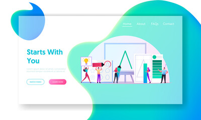 Logo Creation Landing Page Template. Tiny Graphic Designer Characters Drawing Logotype for Company Branding. Creative Profession, People Sketching, Drawing Artwork. Cartoon Vector Illustration