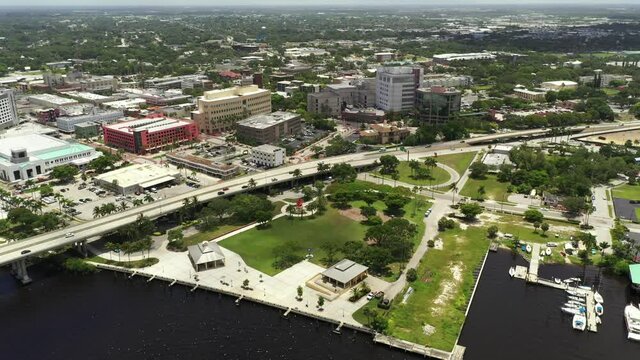 Aerial Downtown Fort Myers FL 4k