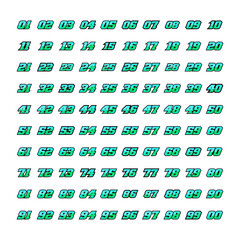 Mega Collection of Racing Number, Set of Start Racing number, sport race number with halftone dots style vector illustration eps 10