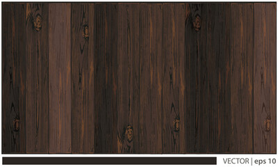 Vector dark brown wood background surface with wooden realistic texture