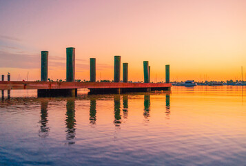 pier at sunrise marina miami florida sunset 