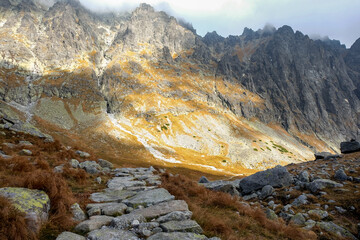 Great Cold Valley in High Tatras, Slovakia. The Great Cold Valley is 7 km long valley, very attractive for tourists