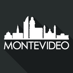 Obraz premium Montevideo Flat Icon Skyline Silhouette Design City Vector Art Famous Buildings.
