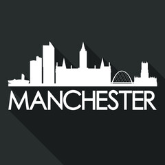 Fototapeta premium Manchester Flat Icon Skyline Silhouette Design City Vector Art Famous Buildings.