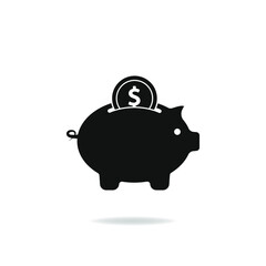 Piggy bank icon design isolated on white background. Vector illustration